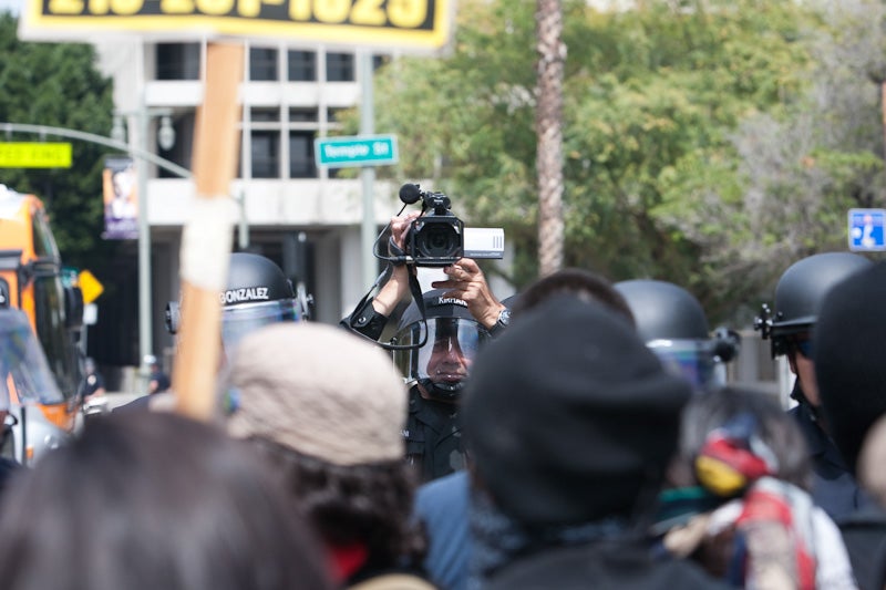 Police videotape a 2010 Los Angeles protest. (Photo: Rogan Ferguson)