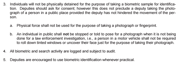 Pinellas County Sheriff’s Office, Standard Operating Procedure: Mobile Biometric Usage.